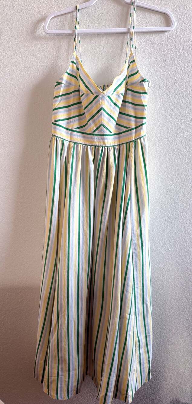 La Ligne Tracey Striped Midi Sundress in Yellow and Kelly Green
